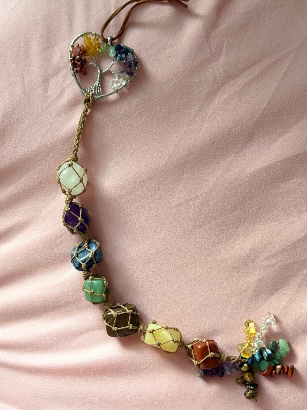 Handmade Crystal Tree of Life with Chakra Pendants Hanger